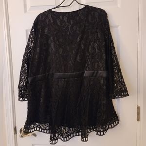 New 3x Black Satin & Lace Blouse.